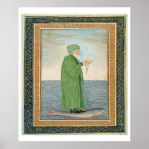Affiches Khawa Khizir Khan montant sur un poisson, du petit