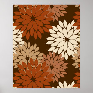 Affiches Kimono floral moderne imprimé, Brown foncé et bron