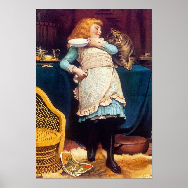 Affiches Kitty Cat Love - Peinture Vintage - par Barber (Devant)