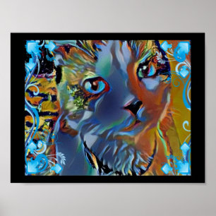 Affiches kitty surnaturel bleu raquette