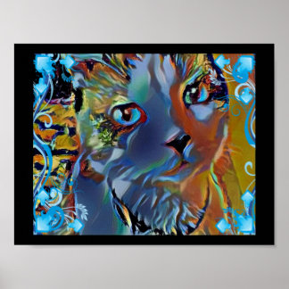 Affiches kitty surnaturel bleu raquette