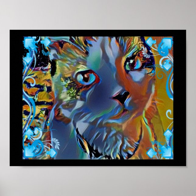 Affiches kitty surnaturel bleu raquette (Devant)