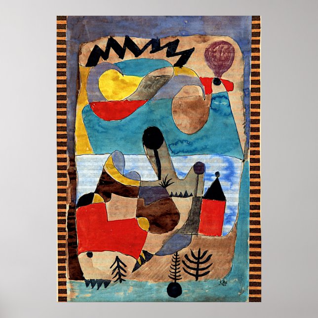 Affiches Klee - Paysage du château avec éclair noir (Devant)