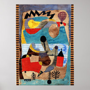 Affiches Klee - Paysage du château avec éclair noir