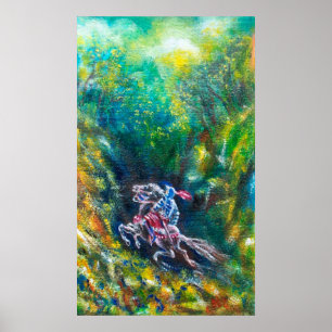 AFFICHES KNIGHT LANCELOT, CHEVAL EN FORÊT VERTE