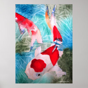 Affiches Kohaku Koi II poisson aquarelle art original