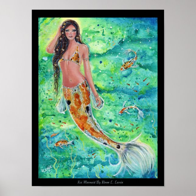Affiches koi mermaid avec koi poisson imprimé en toile Rene (Devant)