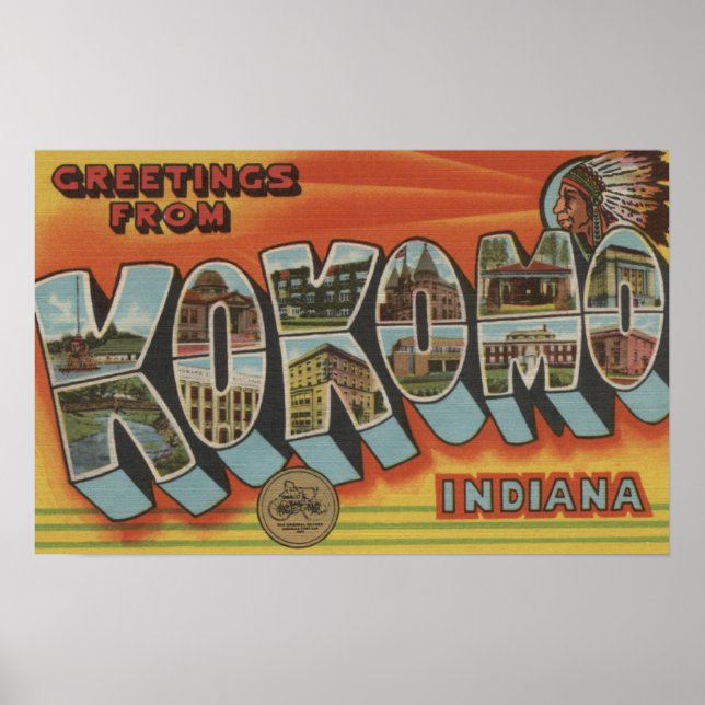 Affiches Kokomo, Indiana - Large Letter Scenes (Devant)