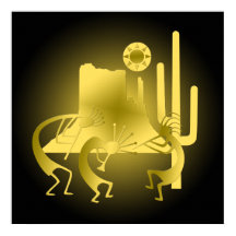 Kokopelli sud-ouest en noir et or