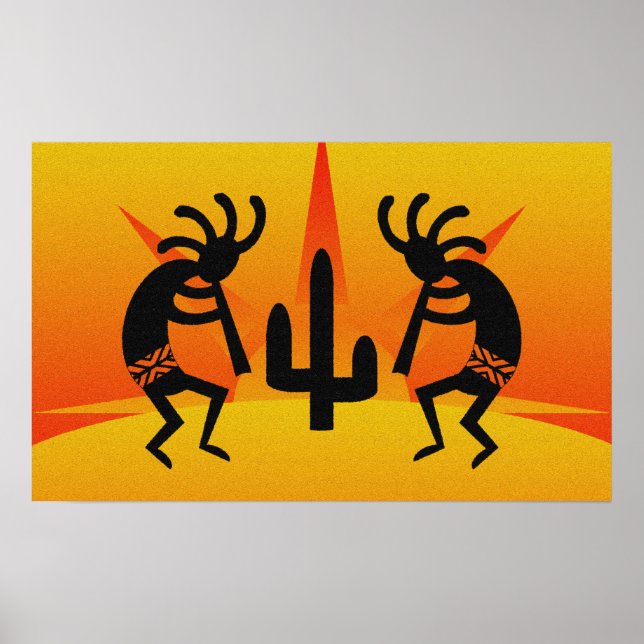 Affiches Kokopelli Sud-Ouest Noir Et Jaune (Devant)