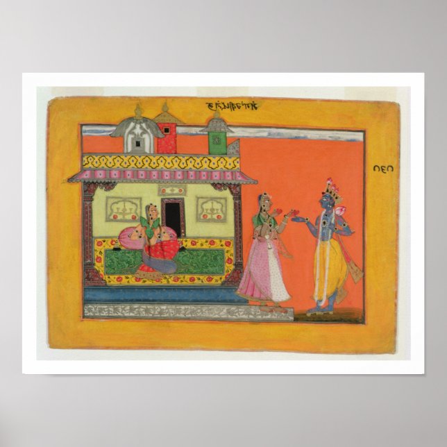 Affiches Krishna arrivant chez Radha, illustration pour (Devant)