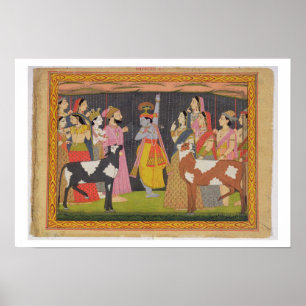 Affiches Krishna lifting Mount Govardhana, from 'Bhagav