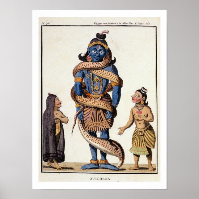 Affiches Krishna serrée par le serpent Kaliya, de 'Voya (Devant)