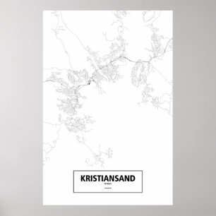 Affiches Kristiansand, Norvège (noir sur blanc)
