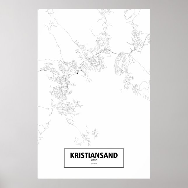 Affiches Kristiansand, Norvège (noir sur blanc) (Devant)