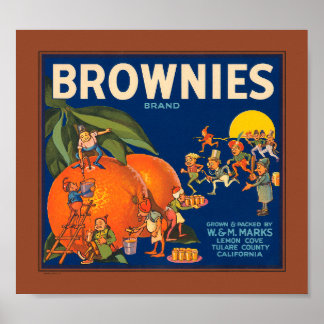 Affiches KRW Vintage Brownies Marque Oranges Fruit Crate La