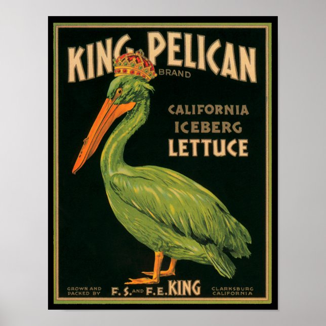 Affiches KRW Vintage King Pelican Lettuce Étiquette (Devant)