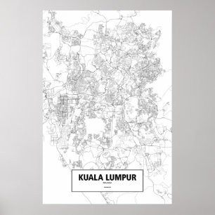 Affiches Kuala Lumpur, Malaysia (black on white)