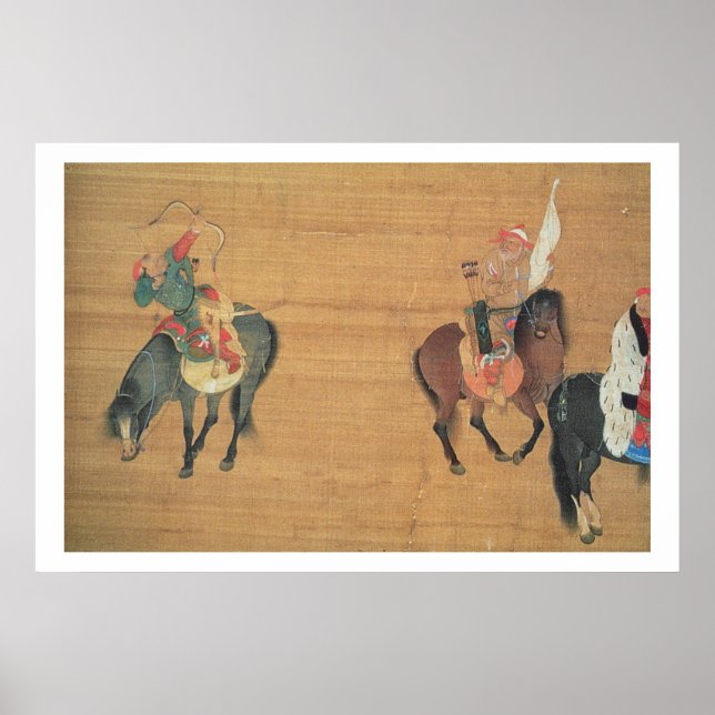 Affiches Kublai Khan (1214-94) Chasse (détail), Yuan dynas (Devant)