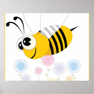Affiches La bande dessinée gaffent l'abeille et les fleurs