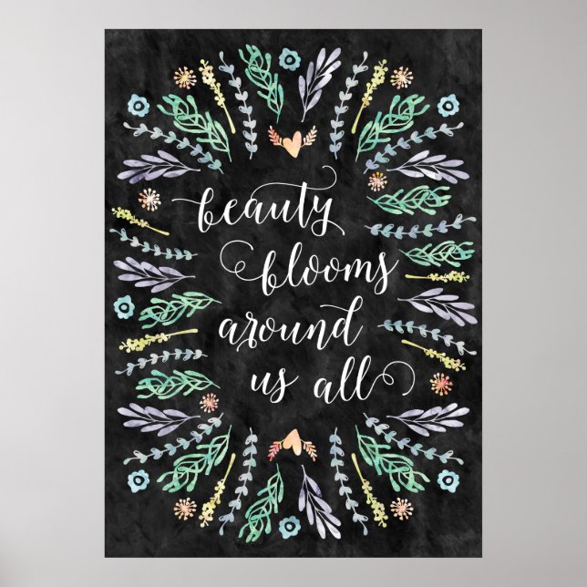Affiches La beauté fleurit | Citation de calligraphie du ta (Devant)