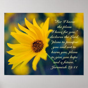 Affiches La Bible Verse Jérémie 29:11, Fleur sauvage Jaune