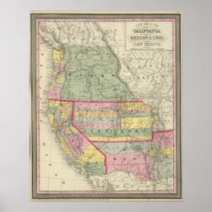 Affiches La Californie, Orégon, Utah, Nouveau Mexique 3