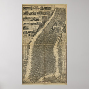 Affiches La carte de ville de New-York (1879)