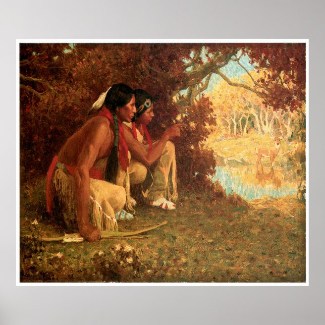 Affiches La chasse aux cerfs d'Eanger Irving Couse (Devant)