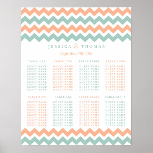 Affiches La collection moderne de Mariages Chevron Peach &