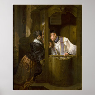 Affiches La confession par Giuseppe Molteni 1838