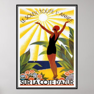 Affiches La Côte d'Azur vintage, France -