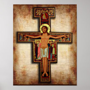 Affiches La croix de l'image de dévotion de San Damiano