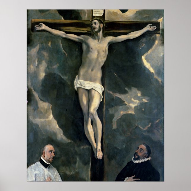 Affiches La Crucifixion avec deux donateurs, c.1580 (huile  (Devant)