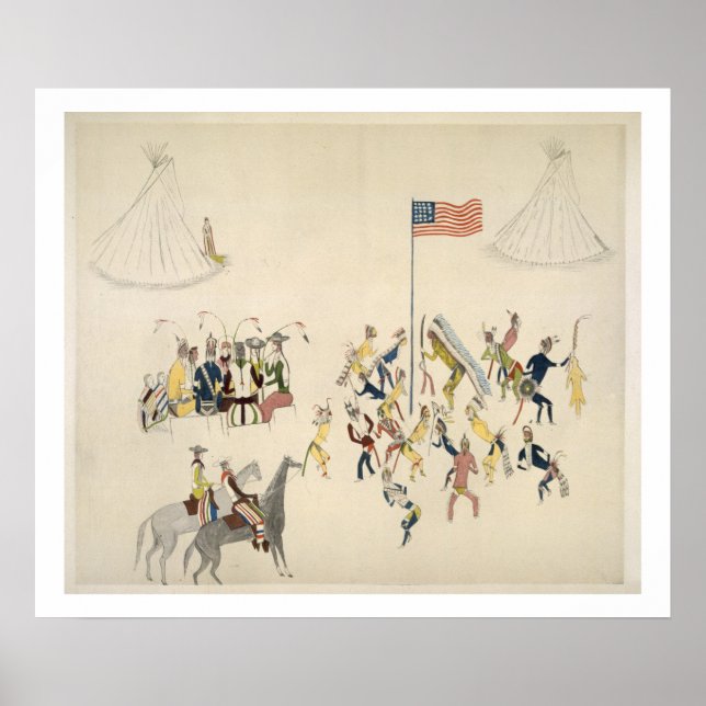 Affiches La danse de Shoshone n'a participé que par des hom (Devant)