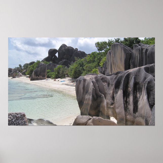 Affiches La Digue, Seychelles, Plage, Rochers (Devant)