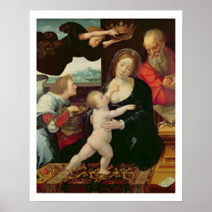 Affiches La famille sainte, 1522 (huile sur le panneau)