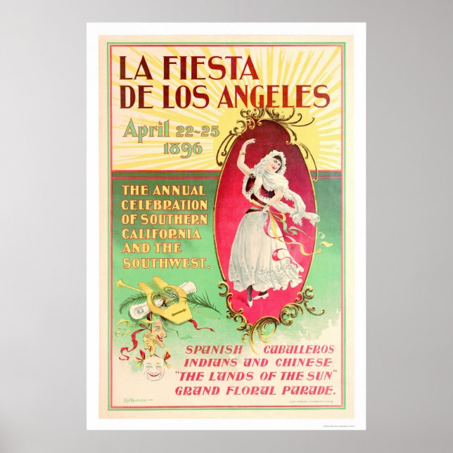 Affiches La Fiesta de Los Angeles 1896 (Devant)