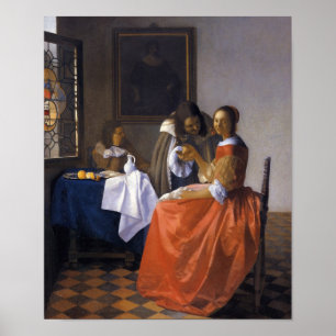 Affiches La fille avec le verre à vin