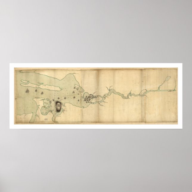 Affiches La flotte de Sir Collyer sur Penobscot River Map - (Devant)