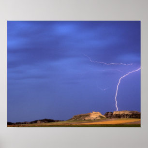 Affiches La foudre frappe les buttes près de Scottsbluff