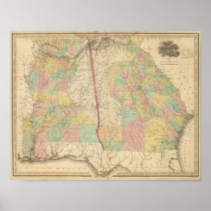Affiches La Géorgie et l'Alabama