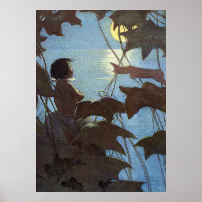 Affiches La grande lune jaune par Jessie Willcox Smith (Devant)