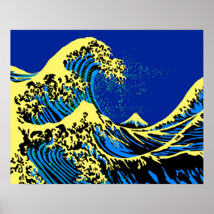 Affiches La grande vague Hokusai dans un décor de style pop