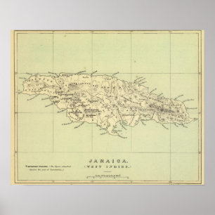 Affiches La Jamaïque a lithographié la carte