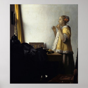 Affiches La jeune femme de Vermeer avec un collier de perle