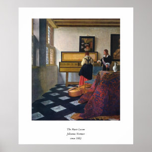 Affiches La leçon de musique de Johannes Vermeer (vers 1663
