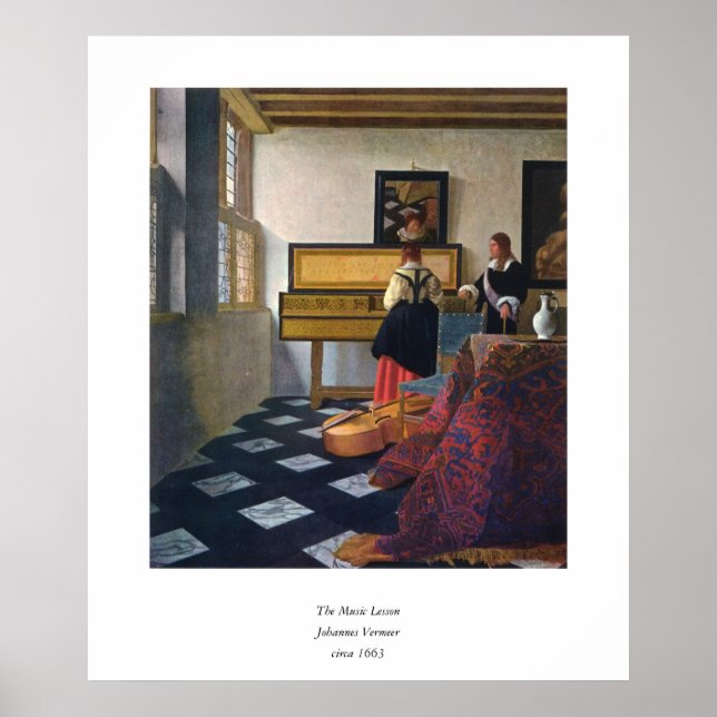 Affiches La leçon de musique de Johannes Vermeer (vers 1663 (Devant)