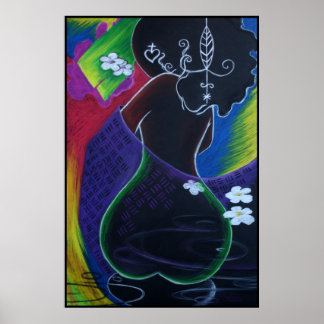 Affiches La Lune africaine dans l'eau numérique