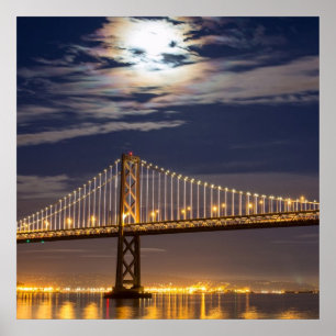 Affiches La lune ce soir au-dessus du Bay Bridge